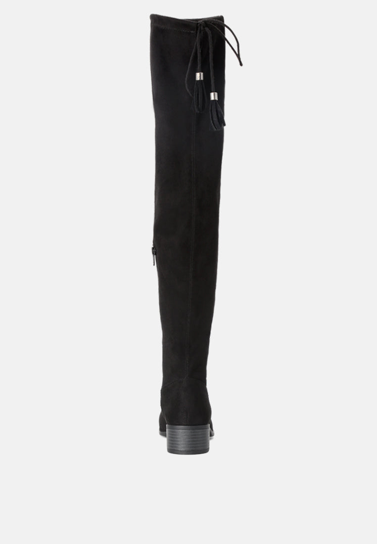 Nople Knee Boots With Drawstring by London Rag