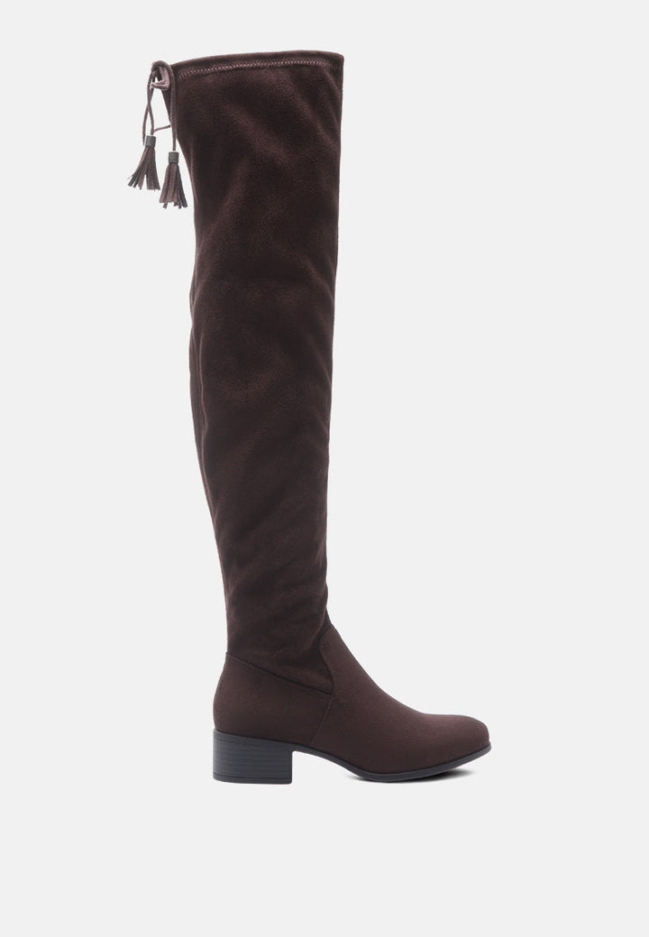 Nople Knee Boots With Drawstring by London Rag