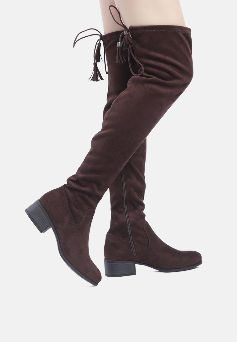 Nople Knee Boots With Drawstring by London Rag