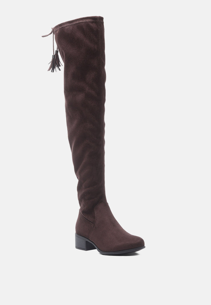 Nople Knee Boots With Drawstring by London Rag