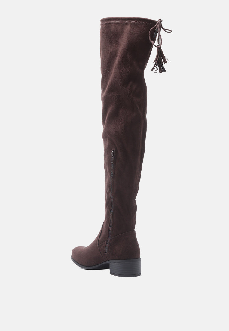 Nople Knee Boots With Drawstring by London Rag