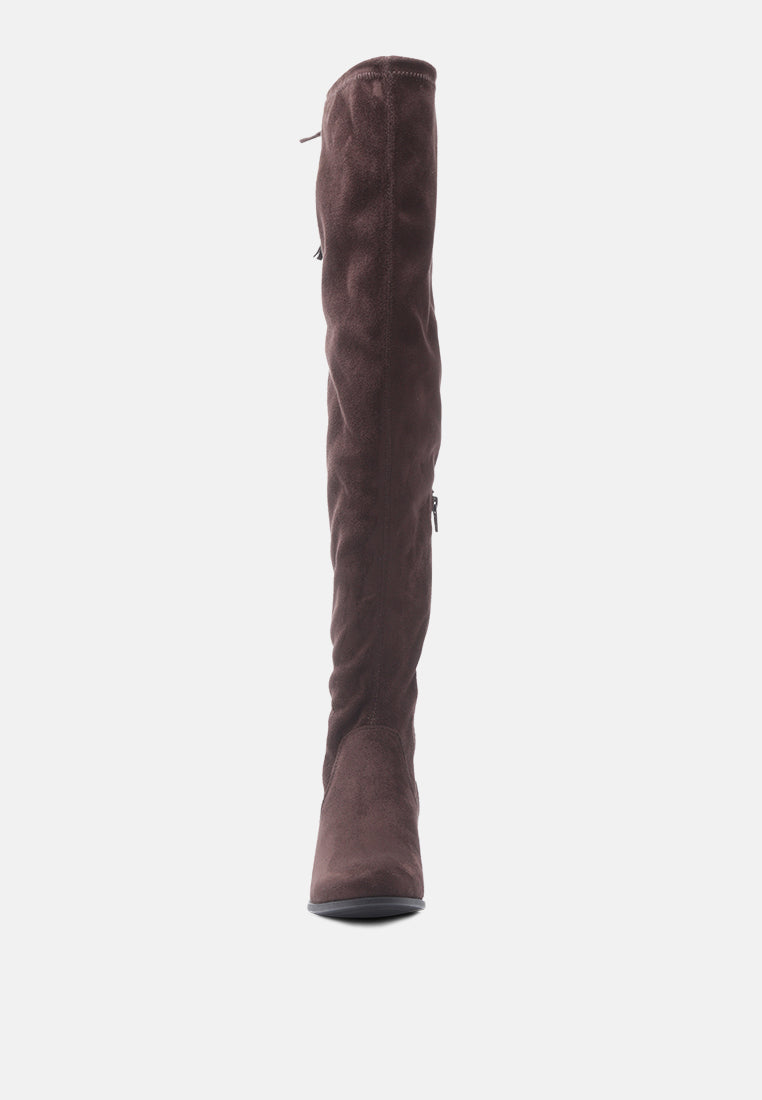 Nople Knee Boots With Drawstring by London Rag