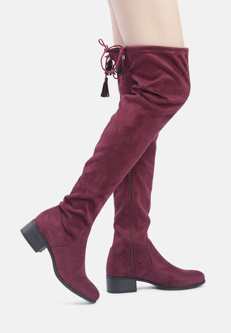 Nople Knee Boots With Drawstring by London Rag