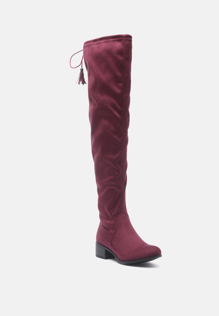 Nople Knee Boots With Drawstring by London Rag