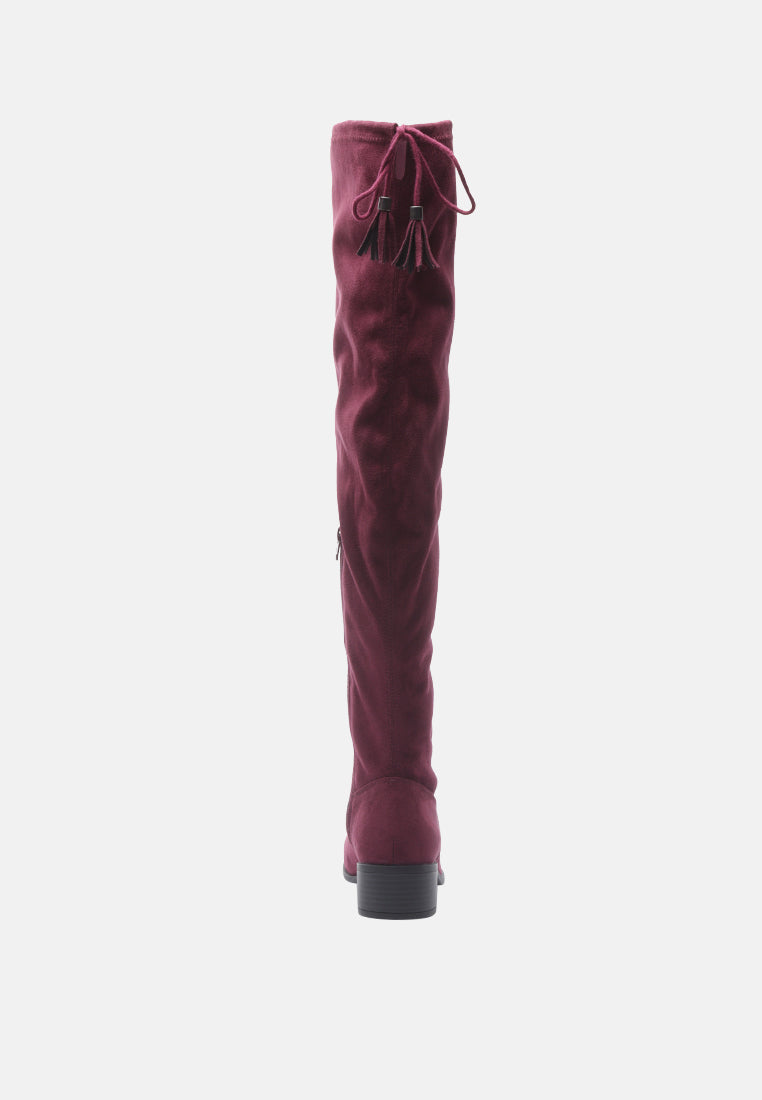 Nople Knee Boots With Drawstring by London Rag