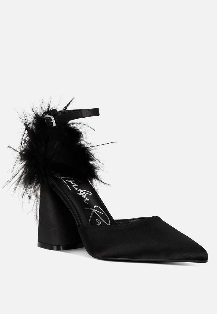 palmetta fur detail block heel sandals by London Rag