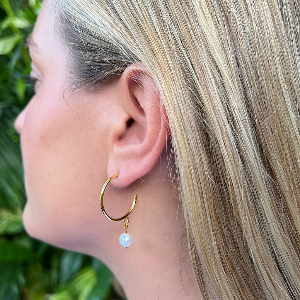 Freshwater Pearl Hoop Earrings by SLATE + SALT