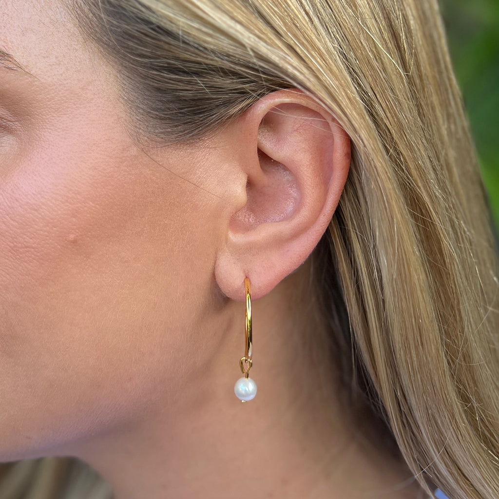 Freshwater Pearl Hoop Earrings by SLATE + SALT