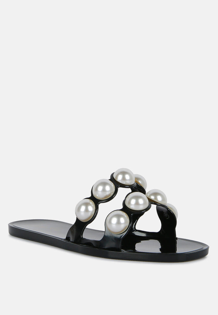 pearla faux pearl detail jelly flats by London Rag