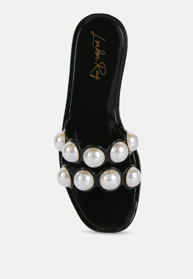 pearla faux pearl detail jelly flats by London Rag