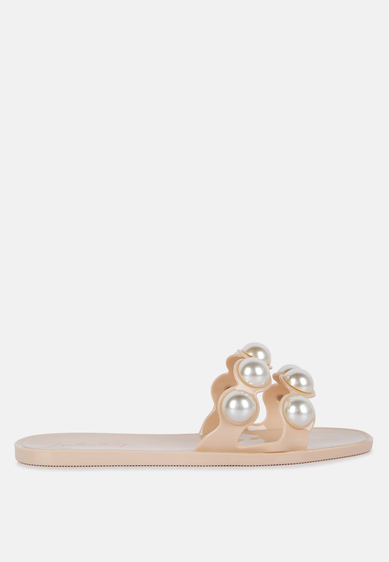 pearla faux pearl detail jelly flats by London Rag