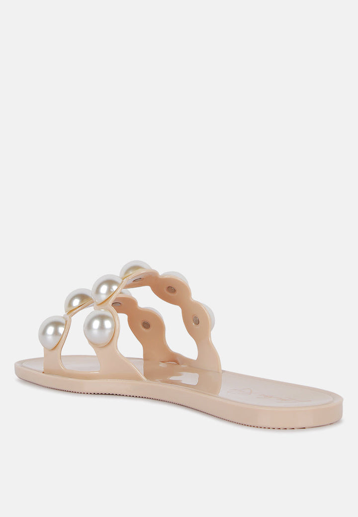 pearla faux pearl detail jelly flats by London Rag