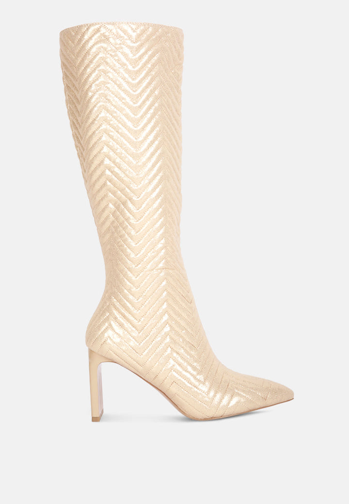 quilted italian block heel calf boots by London Rag