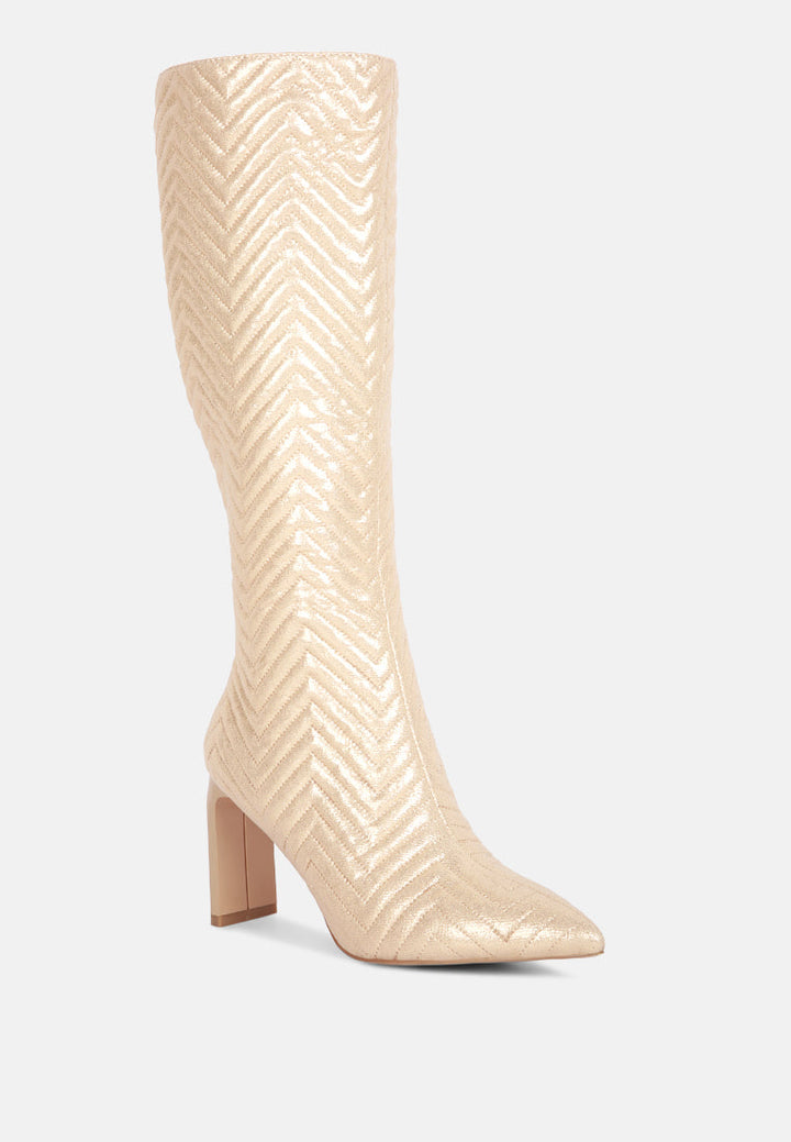 quilted italian block heel calf boots by London Rag