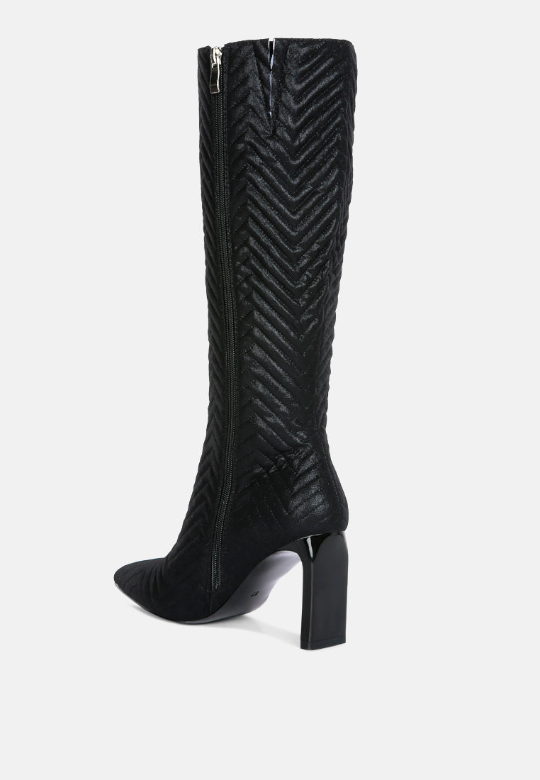 quilted italian block heel calf boots by London Rag