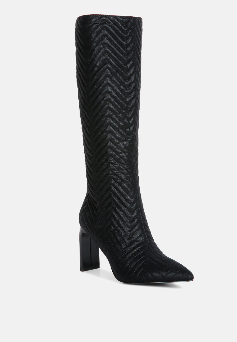 quilted italian block heel calf boots by London Rag