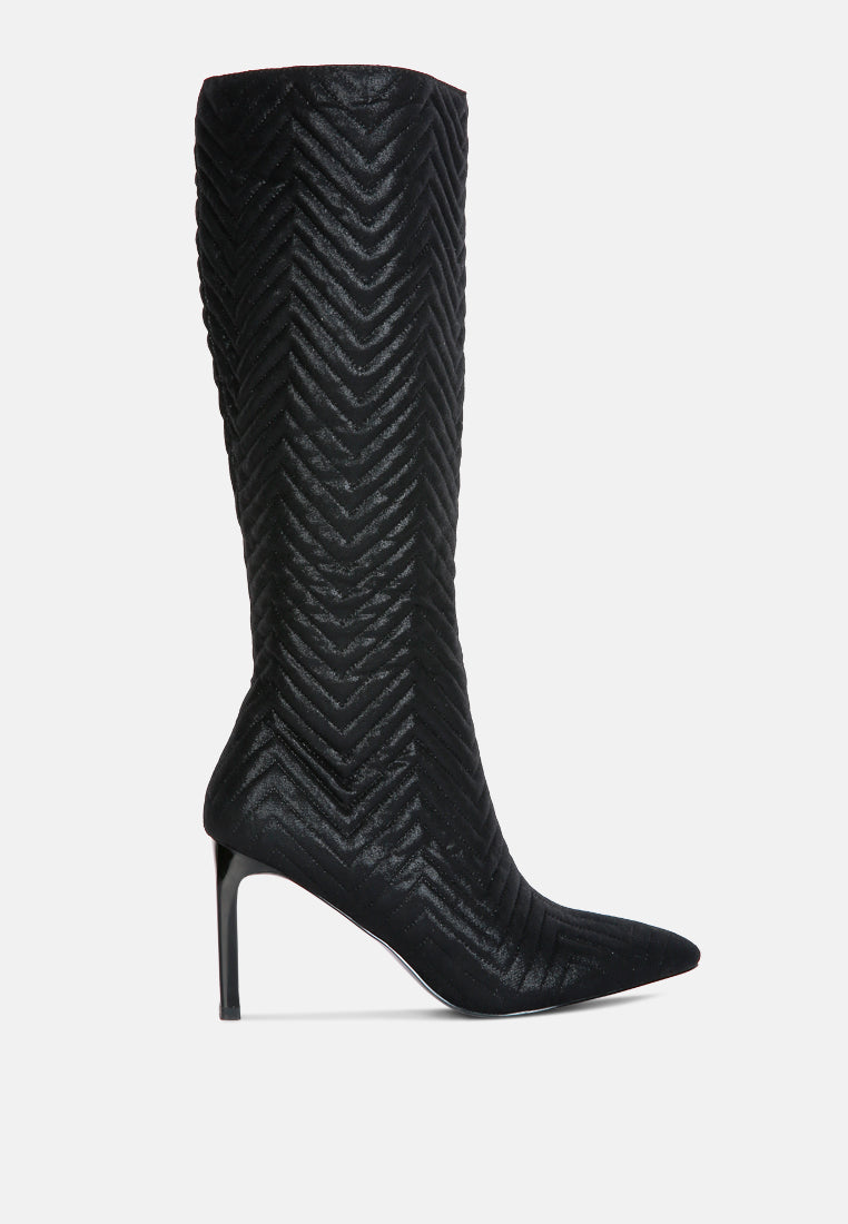 quilted italian block heel calf boots by London Rag