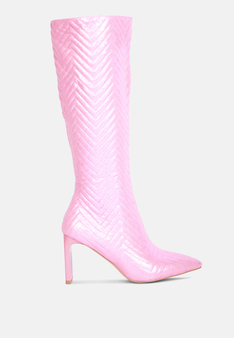 quilted italian block heel calf boots by London Rag