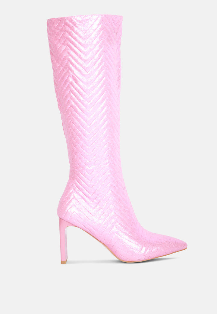 quilted italian block heel calf boots by London Rag