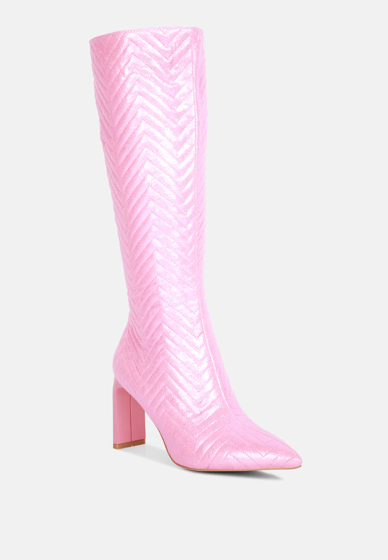 quilted italian block heel calf boots by London Rag