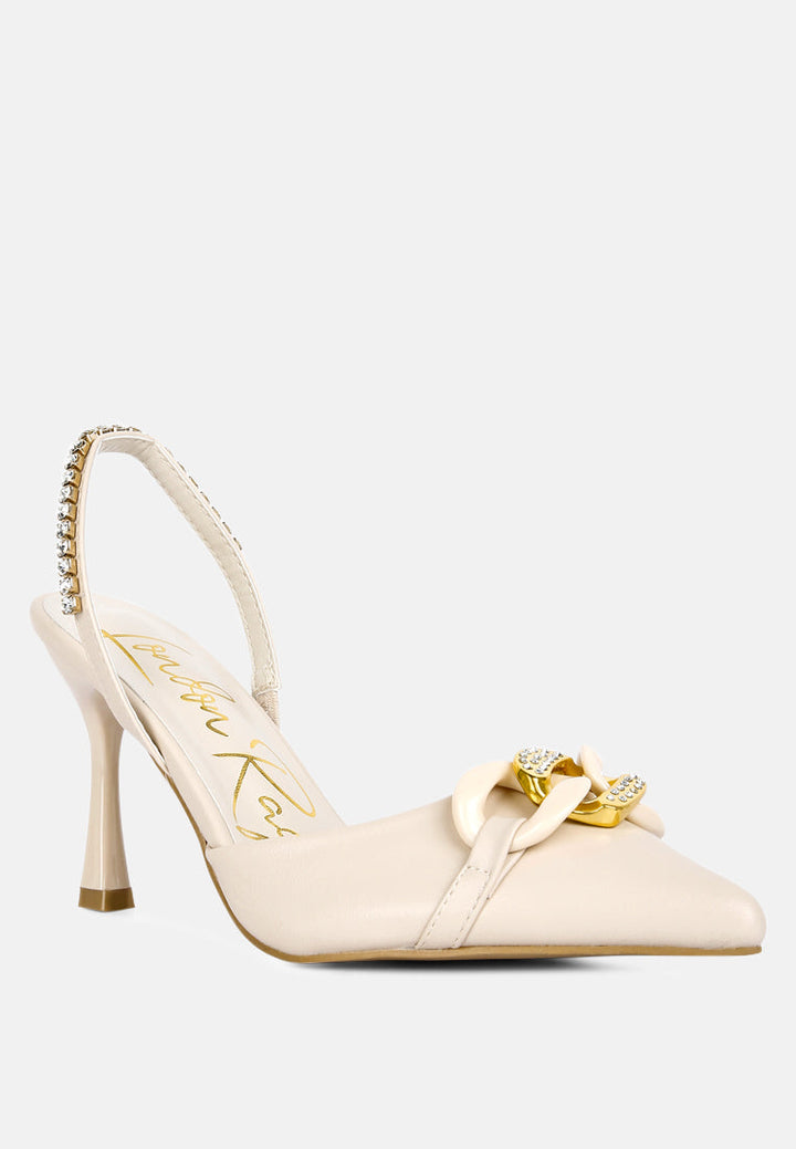 diamante embellished chain sandals by London Rag