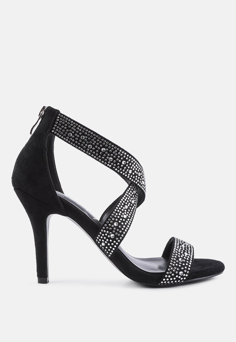 queen bee rhinestone high heeled sandals by London Rag