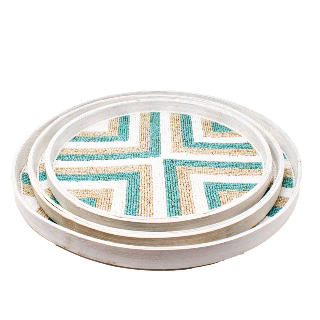 Riviera Tray Set (of 3) - Aqua/Natural/White by POPPY + SAGE