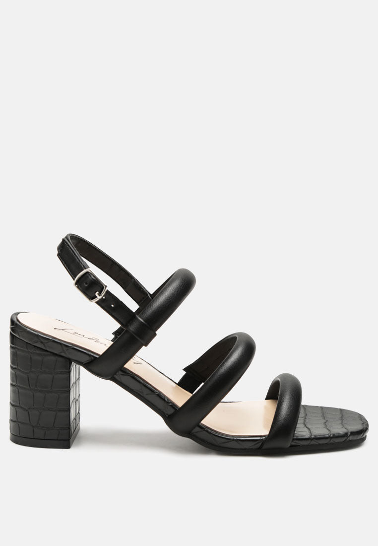 slater croc skin faux leather block heel sandals by London Rag