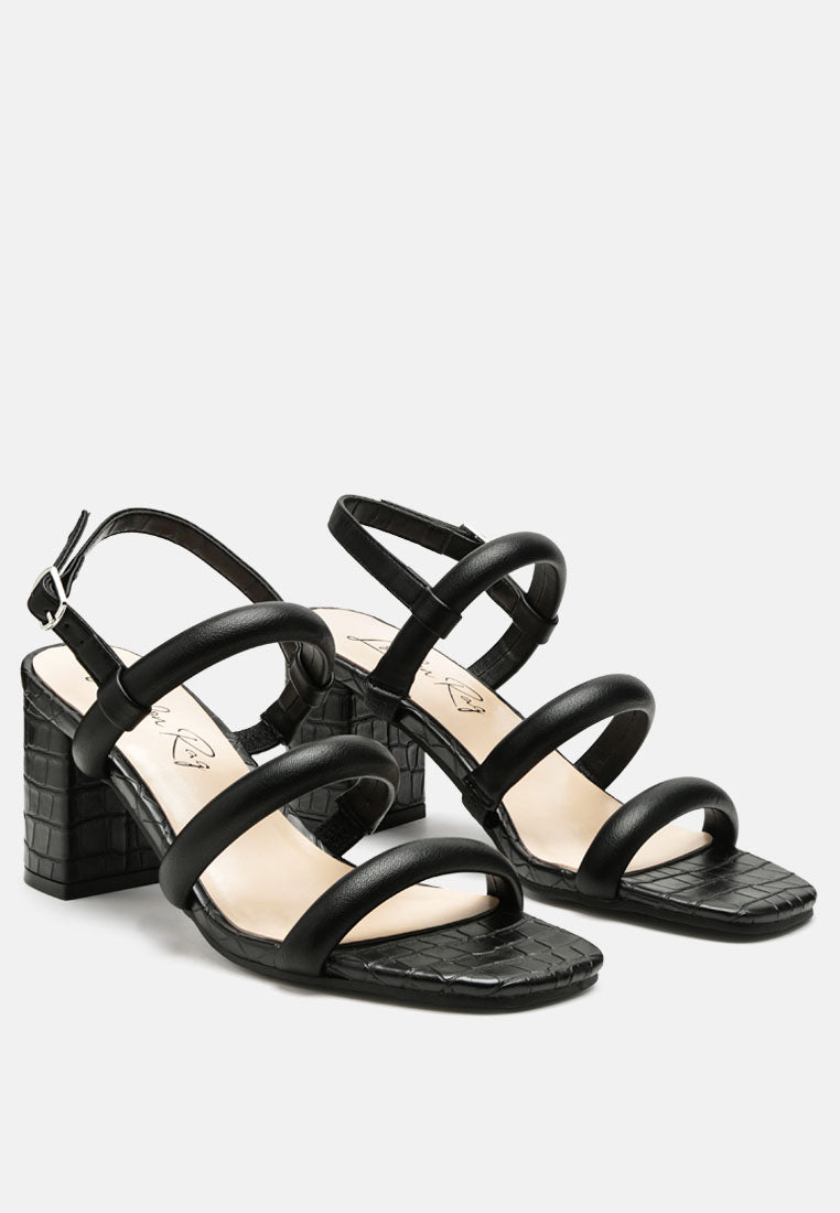 slater croc skin faux leather block heel sandals by London Rag