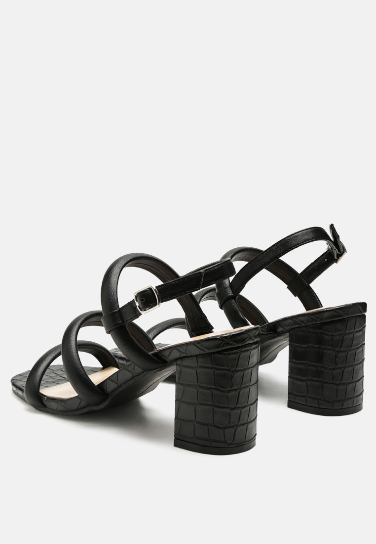 slater croc skin faux leather block heel sandals by London Rag