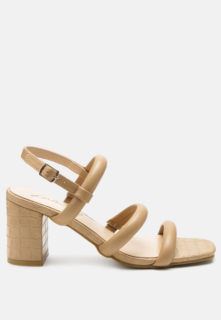 slater croc skin faux leather block heel sandals by London Rag