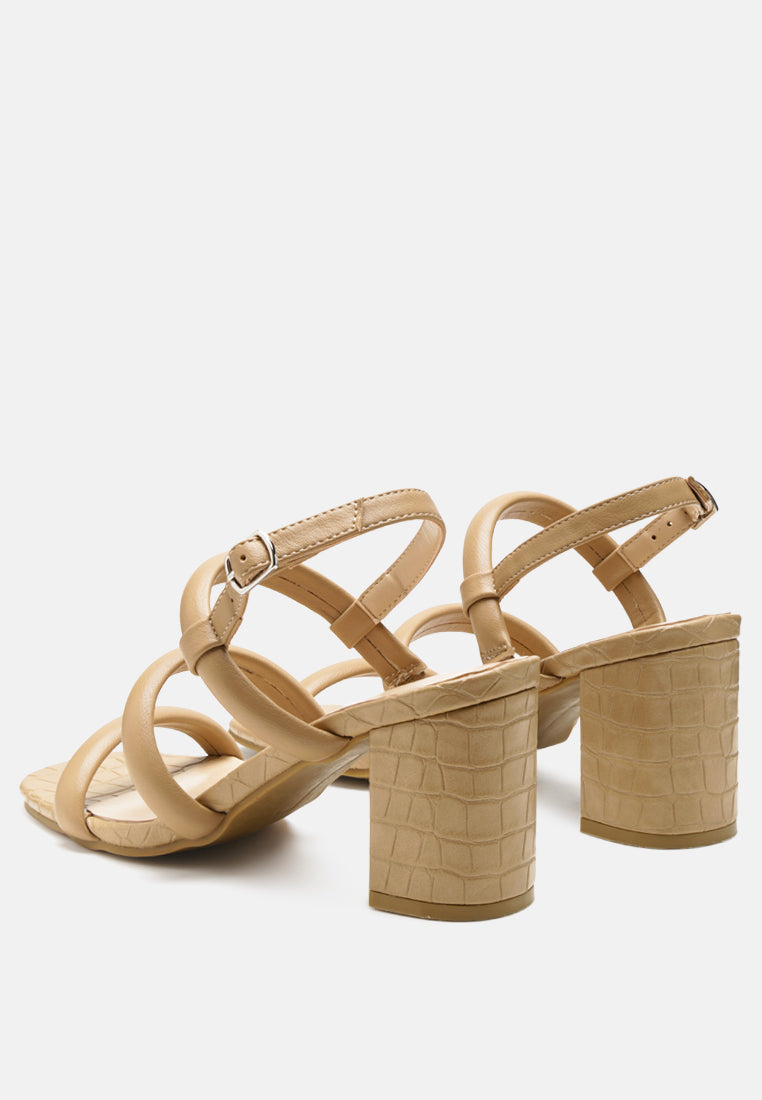 slater croc skin faux leather block heel sandals by London Rag