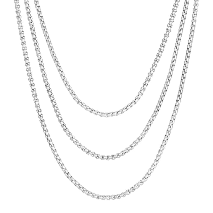 Triple Layer Thin Luciana Box Chain Necklace by eklexic