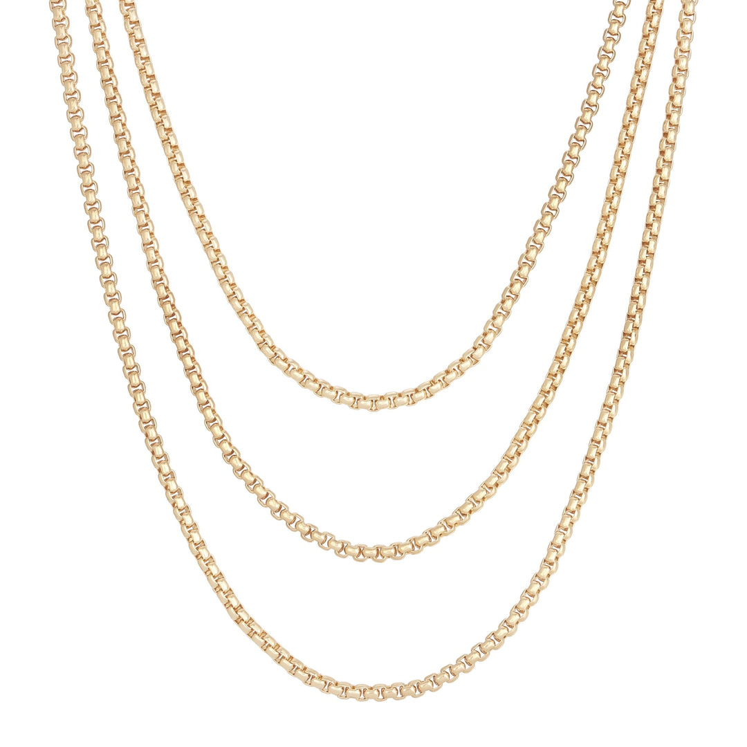 Triple Layer Thin Luciana Box Chain Necklace by eklexic