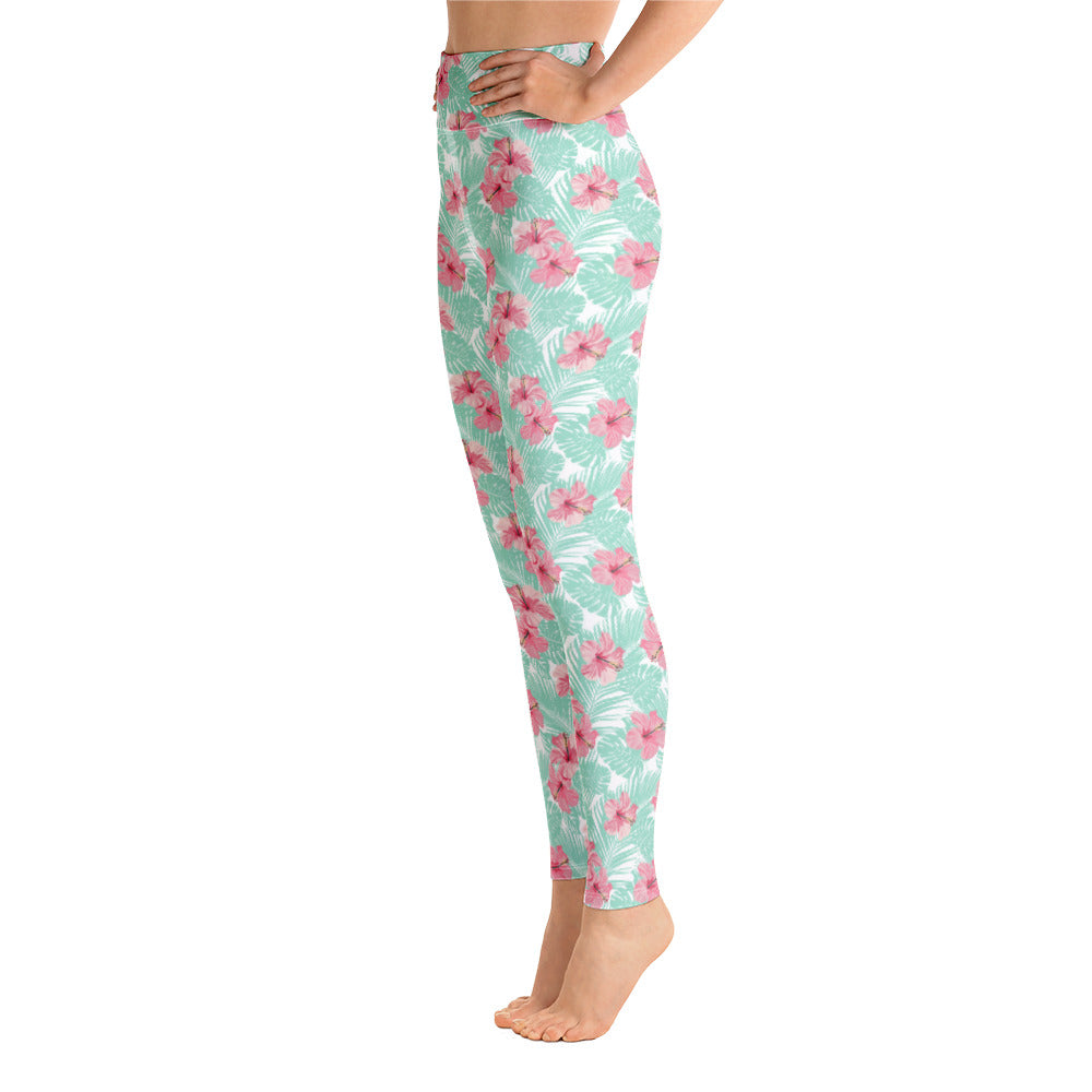 Women's Tropical Island Floral Yoga Leggings by Tropical Seas Clothing