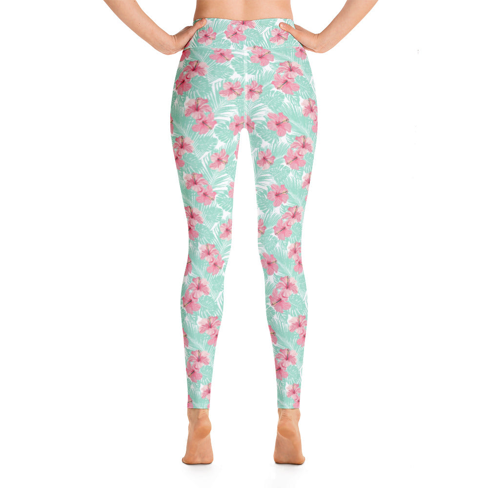 Women's Tropical Island Floral Yoga Leggings by Tropical Seas Clothing