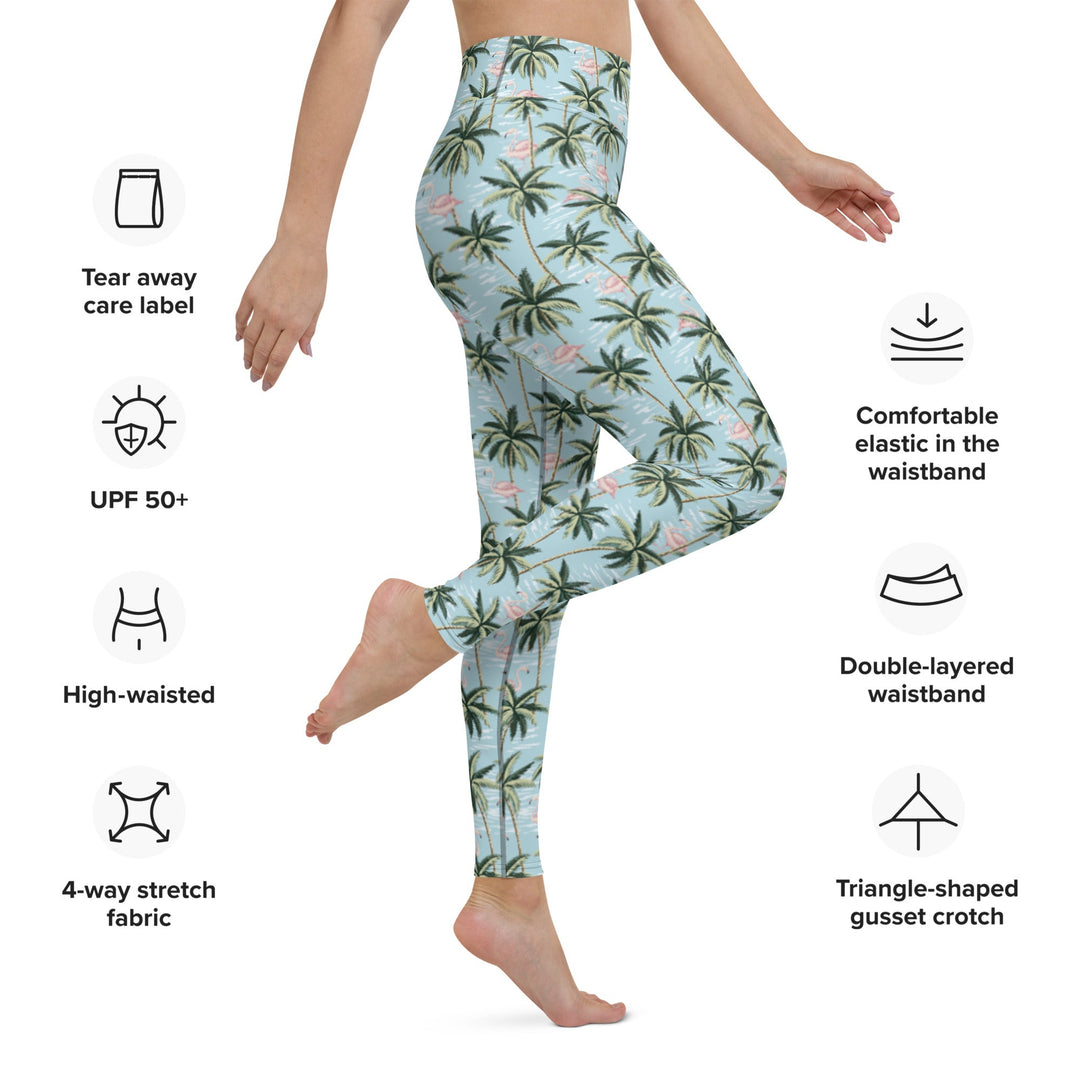 Womens Tropical Flamingo Yoga Leggings by Tropical Seas Clothing