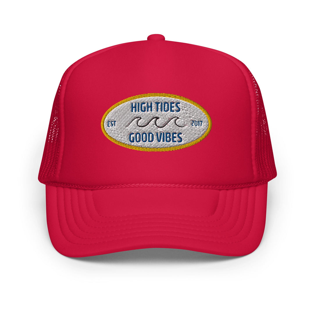 High Tides Good Vibes Foam Trucker Hat by Tropical Seas Clothing