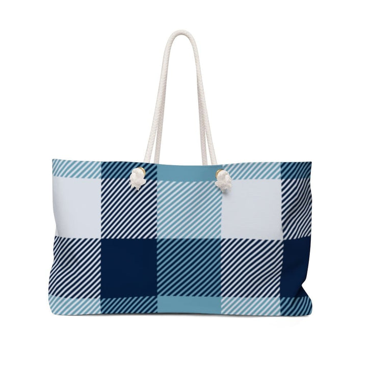 Weekender Tote Bag, Blue/white Plaid