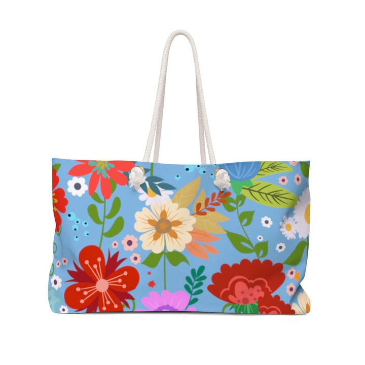 Weekender Tote Bag, Floral Print - Blue