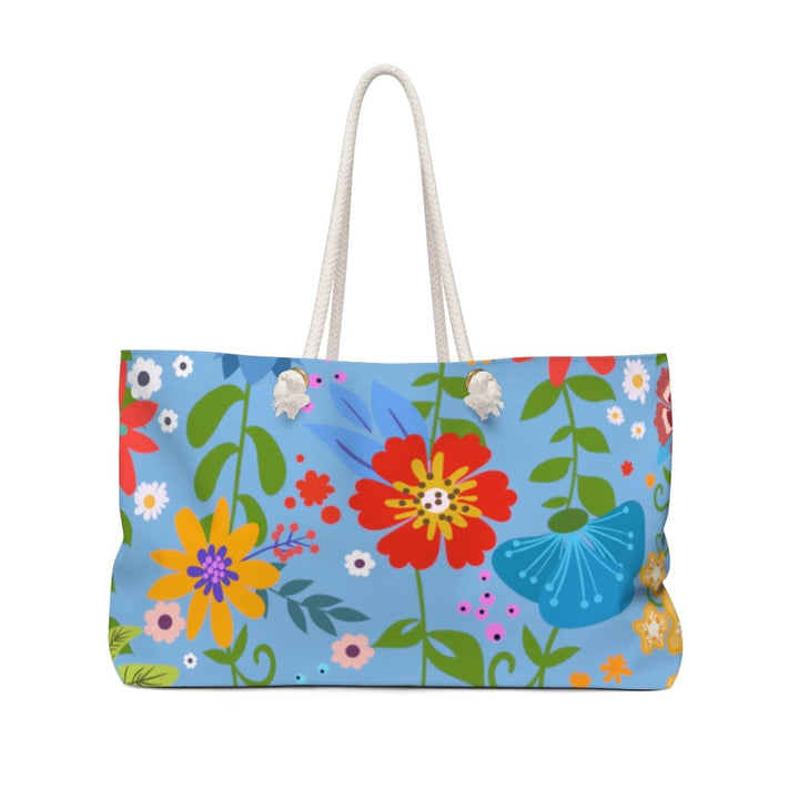 Weekender Tote Bag, Floral Print - Blue