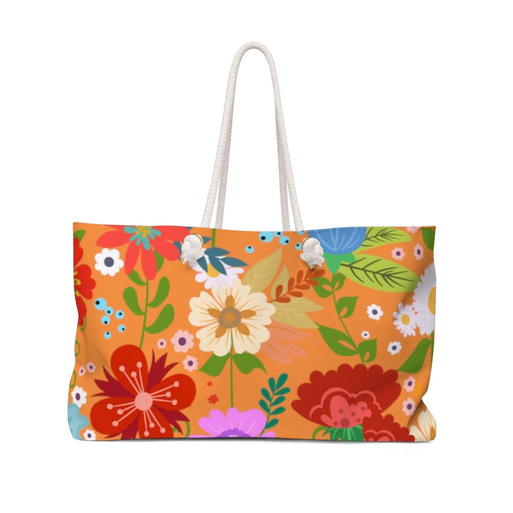 Weekender Tote Bag, Floral Print - Orange