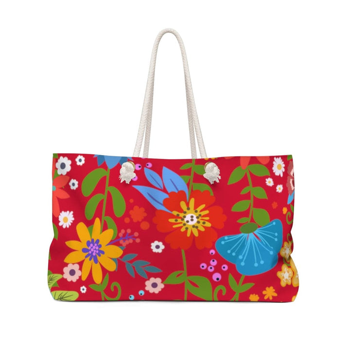 Weekender Tote Bag, Floral Print - Red