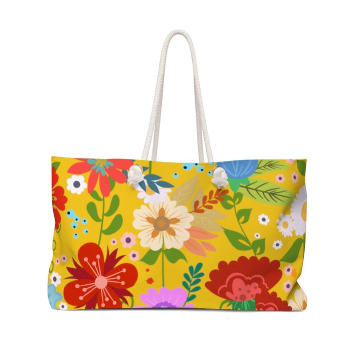 Weekender Tote Bag, Floral Print - Yellow