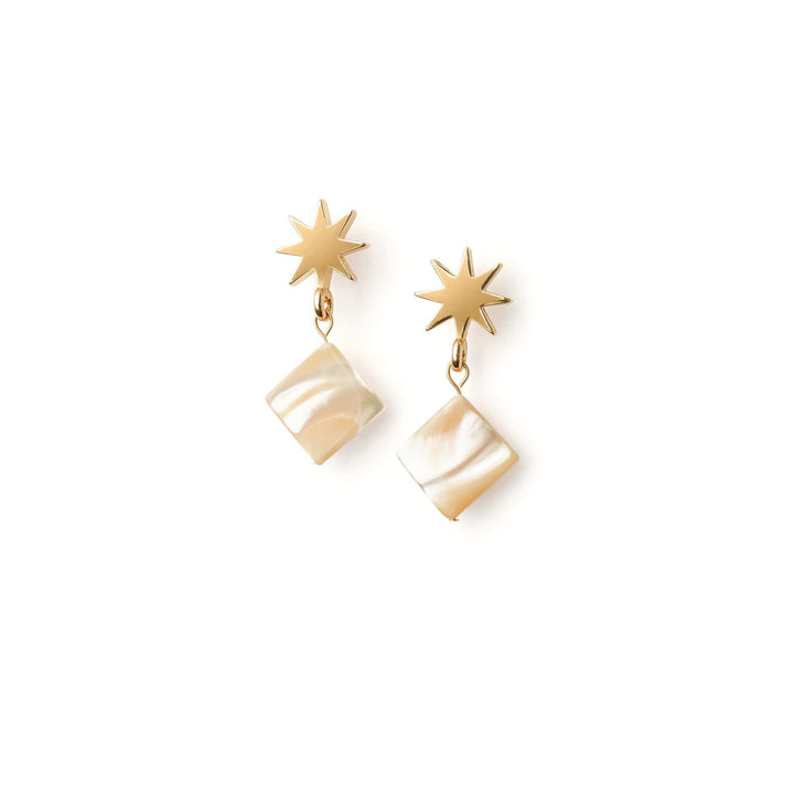 gold star + mini mother-of-pearl earrings by VUE by SEK