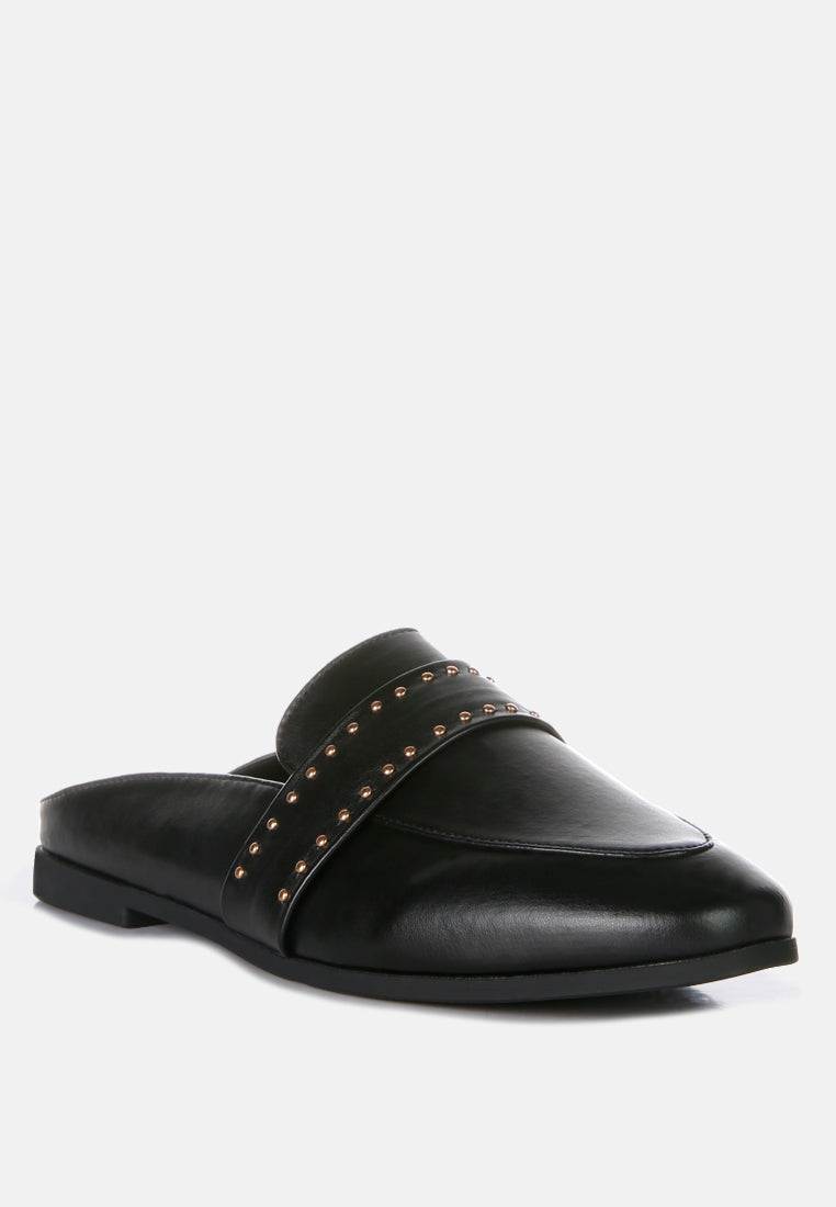 walkout faux leather studded detail mules by London Rag