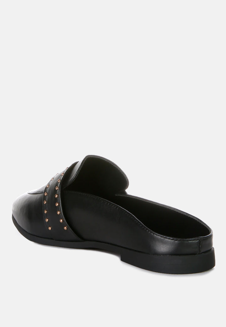 walkout faux leather studded detail mules by London Rag