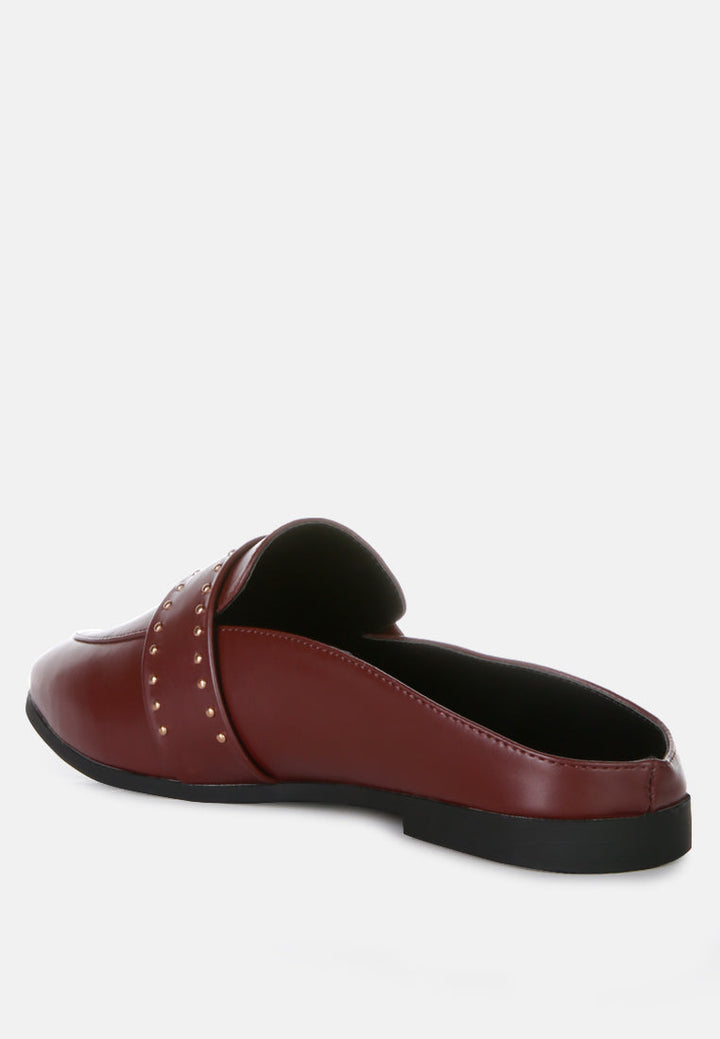 walkout faux leather studded detail mules by London Rag