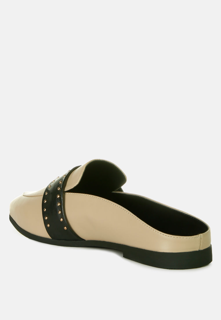 walkout faux leather studded detail mules by London Rag