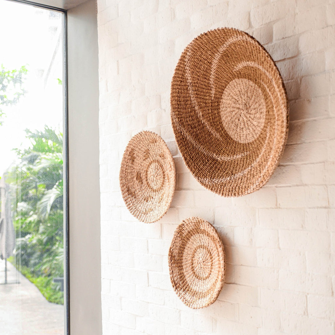 Natural + Brown Wall Baskets, Small - Round Wall Baskets | LIKHÂ by LIKHÂ